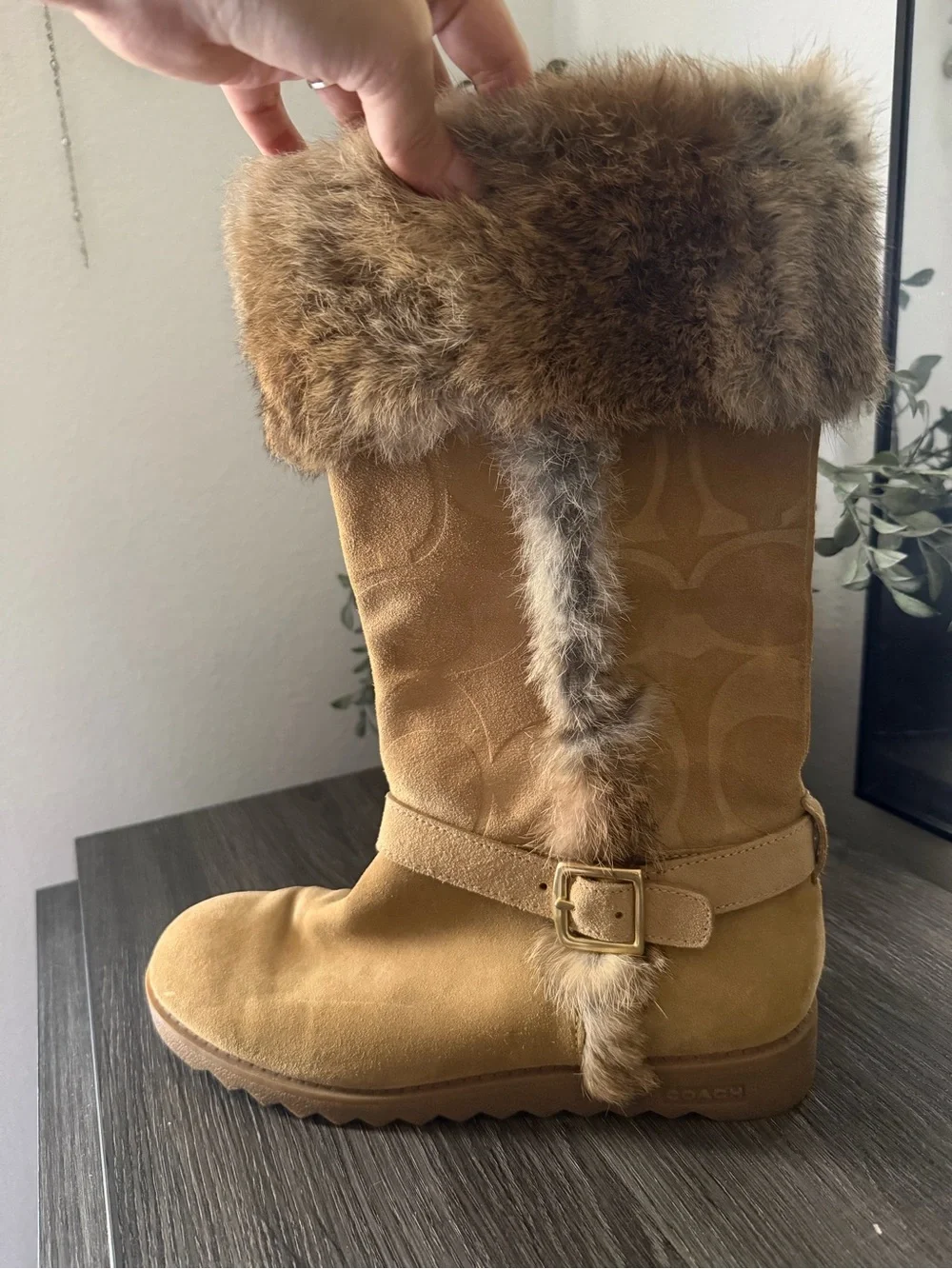 Coach Deeann Fur Trim Boots